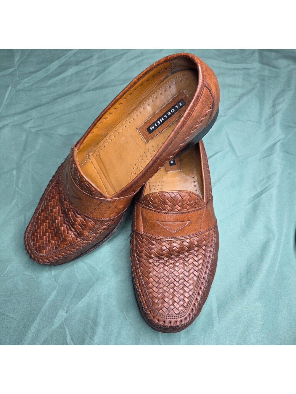 Vintage Florsheim Basket Weave Mens Loafers Sz 10 EEE